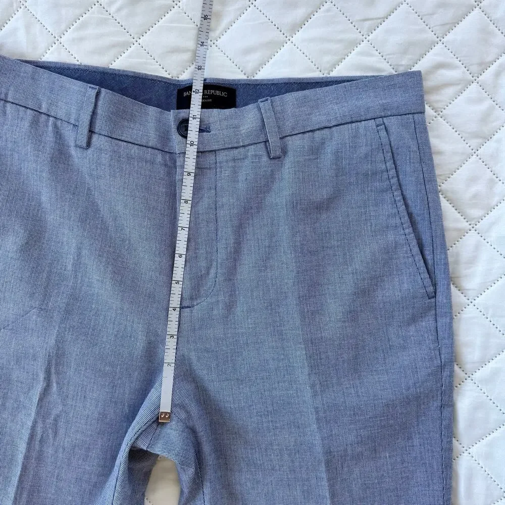 Banana Republic Aiden Fit Men’s Dress Pants 32x34 Blue Chambray 100% Cotton